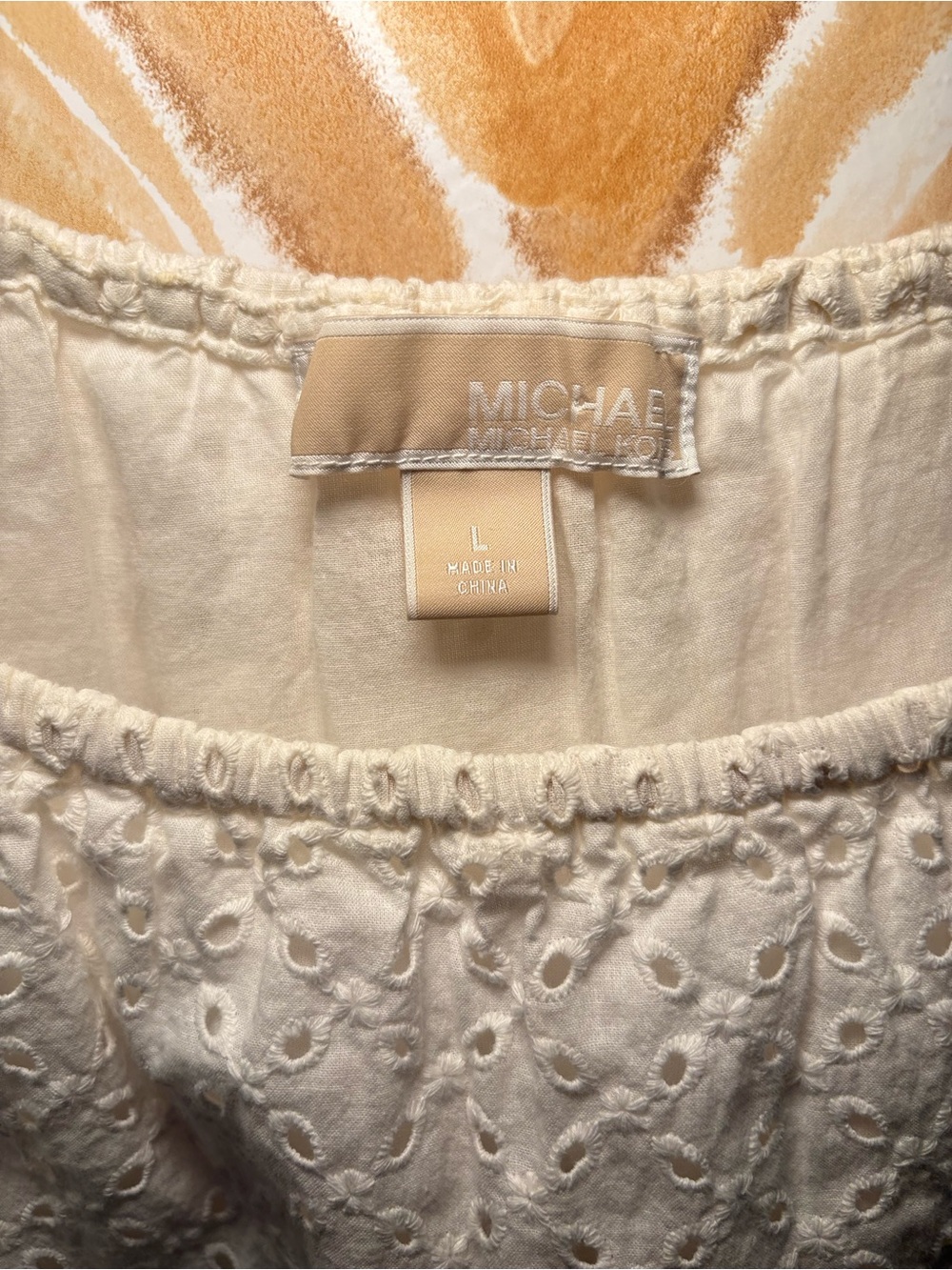 Michael Kors Off White Eyelet Shift Dress Balloon Sleeve Boho Romantic Feminine - Picture 3 of 11